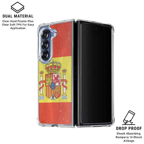 Spain Flag Distressed Galaxy Z Fold6 Clear Case
